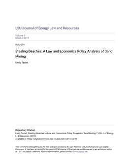 A Law and Economics Policy Analysis of Sand Mining