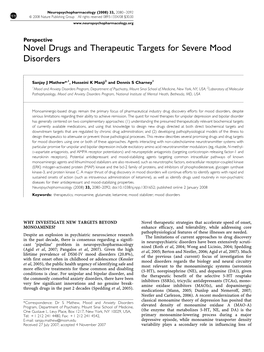 Mathew, S.J., Manji, H.K., & Charney, D.S. (2008). Novel Drugs And