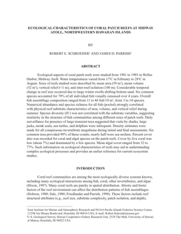 Ecological Characteristics of Coral Patch Reefs at Midway Atoll, Northwestern Hawaiian Islands