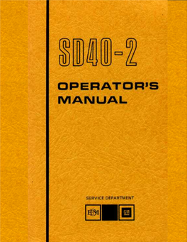 SD40-2 Operators Manual