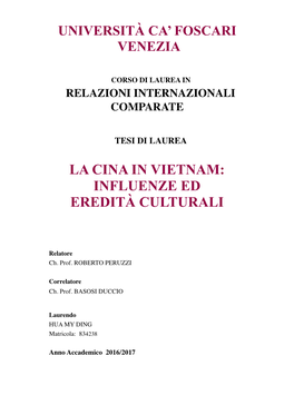 La Cina in Vietnam/ Influenze Ed Eredità Culturali