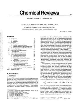 Partition Coefficients and Their Uses