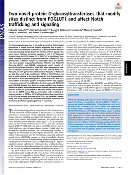 Two Novel Protein O-Glucosyltransferases That Modify Sites Distinct from POGLUT1 and Affect Notch Trafficking and Signaling