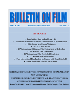 VOL. LVIII November-December2015 No. 11&12 HIGHLIGHTS