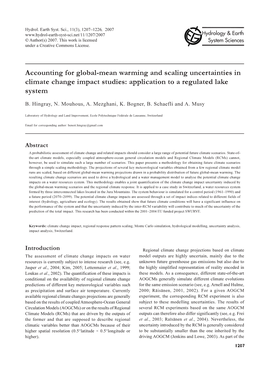 Accounting for Global-Mean Warming and Scaling Uncertainties in Climate Change Impact Studies: Application to a Regulated Lake System