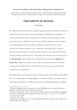 THE BARONY of KENDAL Sarah Rose