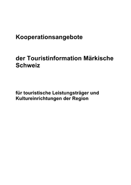 Kooperationsangebote Der Touristinformation Märkische Schweiz