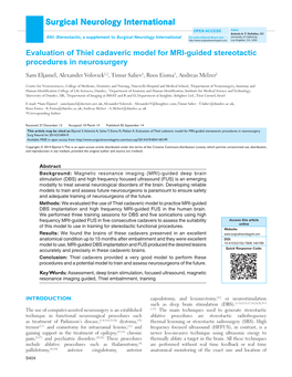 Evaluation of Thiel Cadaveric Model for MRI‑Guided Stereotactic