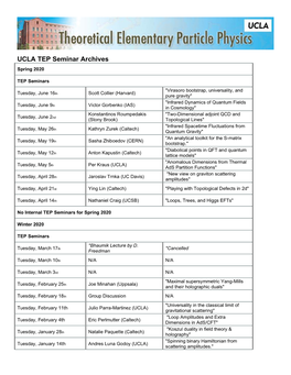 UCLA TEP Seminar Archives Spring 2020