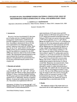 Studies on Dna Transport During Bacterial Conjugation