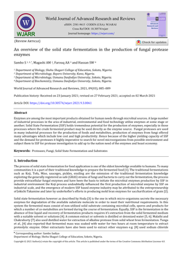 An Overview of the Solid State Fermentation in the Production of Fungal Protease Enzymes