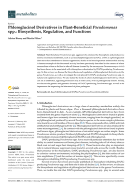 Phloroglucinol Derivatives in Plant-Beneficial Pseudomonas Spp
