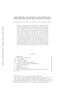 Deterministic and Random Attractors for a Wave Equation with Sign