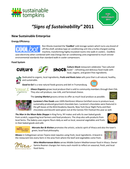 “Signs of Sustainability” 2011