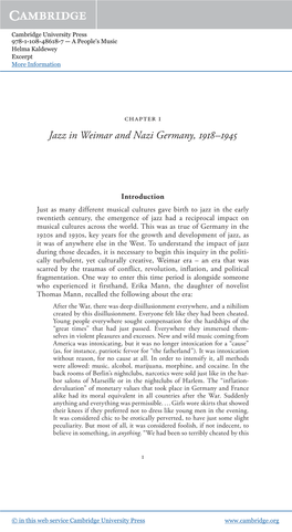 Jazz in Weimar and Nazi Germany, 1918–1945