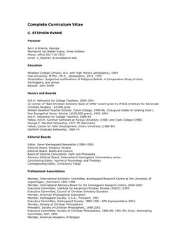 Complete Curriculum Vitae