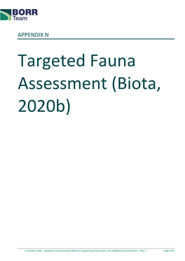 Appendix N. Targeted Fauna Survey.Pdf (PDF, 7.31