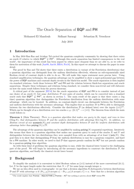 The Oracle Separation of BQP and PH