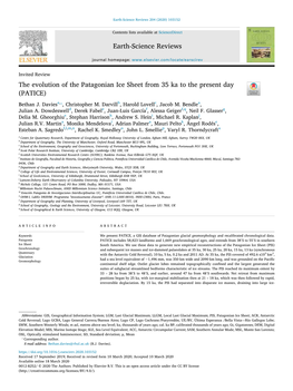 The Evolution of the Patagonian Ice Sheet from 35 Ka to the Present Day (PATICE) T