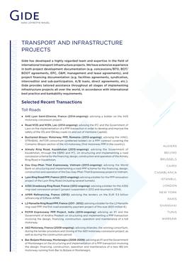 Transport and Infrastructure Projects