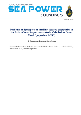 Problems and Prospects of Maritime Security Cooperation in the Indian Ocean Region: a Case Study of the Indian Ocean Naval Symposium (IONS)