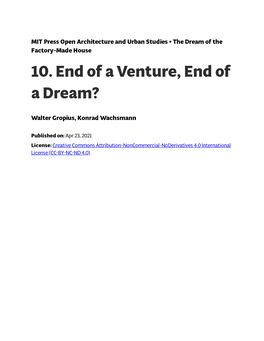 10. End of a Venture, End of a Dream?