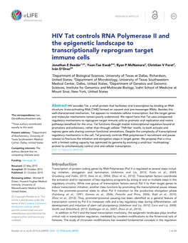 HIV Tat Controls RNA Polymerase II and the Epigenetic Landscape To