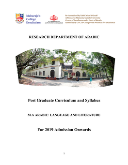 Post Graduate Curriculum and Syllabus for 2019 Admission