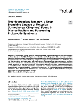 Armophorea, Ciliophora) Found In