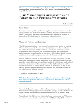 Risk Management Applications of Forward and Futures Strategies