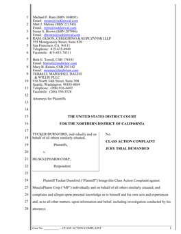 Durnford V. Musclepharm Corp. Complaint