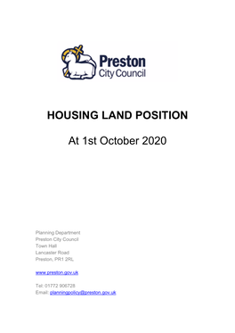 Housing Land Position at 1St October 2020