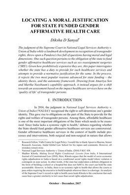 Locating a Moral Justification for State Funded Gender Affirmative Health Care