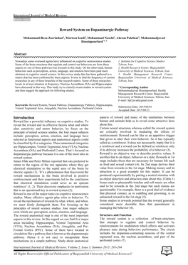 Reward System on Dopaminergic Pathway Introduction