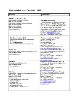 Trade Fairs/Exhibitions in Pakistan