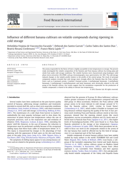 Influence of Different Banana Cultivars on Volatile