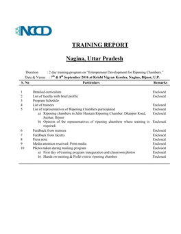 TRAINING REPORT Nagina, Uttar Pradesh