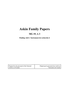 Askin Family Papers MG 19, a 3