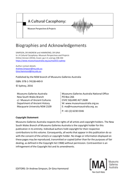 Biographies and Acknowledgements