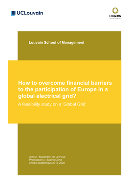 How to Overcome Financial Barriers to the Participation of Europe in a Global Electrical Grid? a Feasibility Study on a ‘Global Grid’