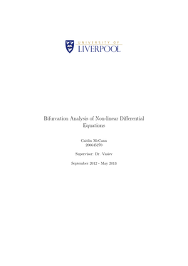 Bifurcation Analysis of Non-Linear Differential Equations