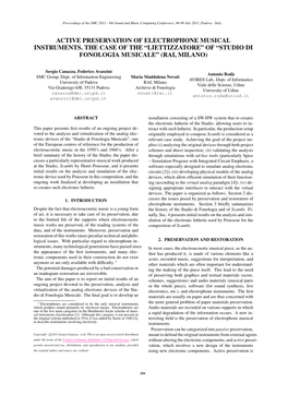 Active Preservation of Electrophone Musical Instruments