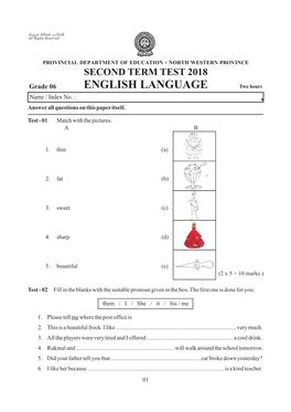 ENGLISH LANGUAGE Two Hours Name / Index No