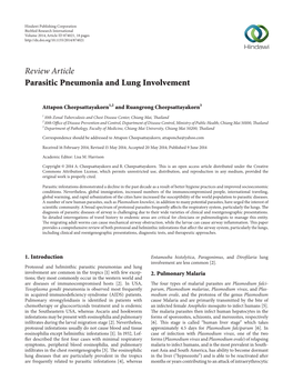 Review Article Parasitic Pneumonia and Lung Involvement