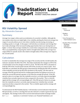 1 | Page Average True Range Is Often Used As an Indication of a Security's