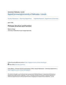 Primase Structure and Function