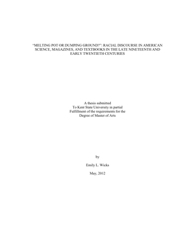 “Melting Pot Or Dumping Ground?”: Racial Discourse in American Science, Magazines, and Textbooks in the Late Nineteenth and Early Twentieth Centuries