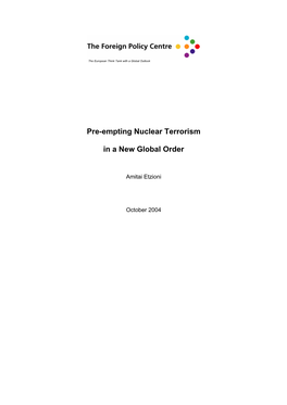 Pre-Empting Nuclear Terrorism in a New Global Order