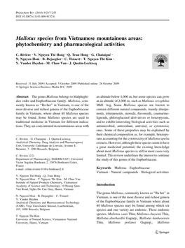 Mallotus Species from Vietnamese Mountainous Areas: Phytochemistry and Pharmacological Activities
