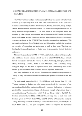 40 6. Seismic Characteristics of Adana-Ceyhan